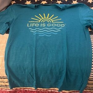 Life Is Good Blue T-Shirt with Sun and Waves